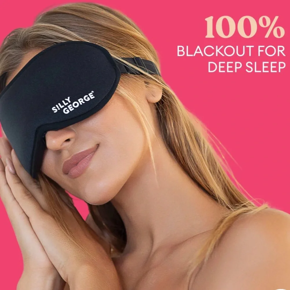 SILLY GEORGE Black Sleep Mask, protects lashes, new